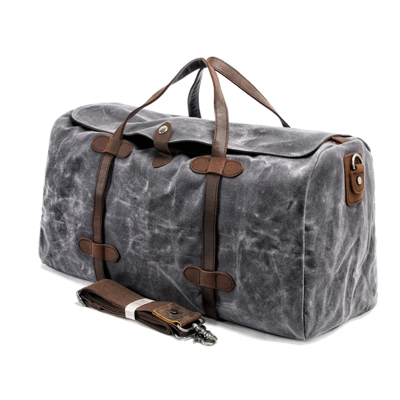 Gewaxt Canvas Bagage Tas Grote Capaciteit Crossbody Tas Reizen Weekend Tas Voor Mannen Zakenreis Duffel Tote Tas