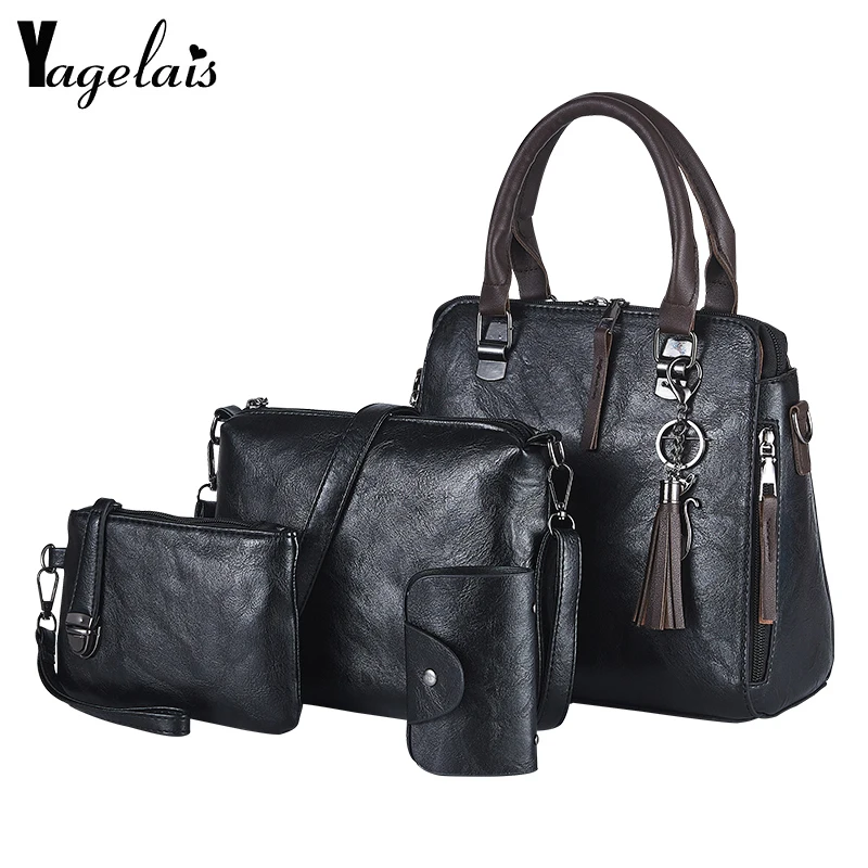 2024 High Capacity Women Casual Pu Leather Mother-in-law Bag 3 Piece Sets Large Capacity Messager Bag Fashion Simple Handbag