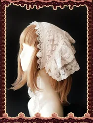 Vintage Lolita Head Scarf Triangle Lace Embroidered Headpiece for Women Headdress