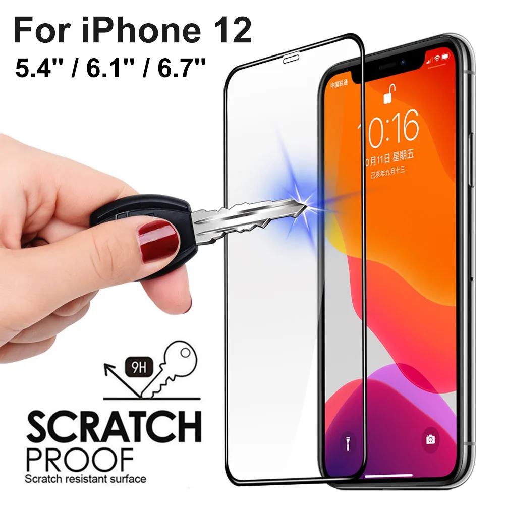 9D Anti-scratch Full Screen Protective Tempered Glass Screen Film for iPhone 12 Anti-fingerprint HD Screen Protectors