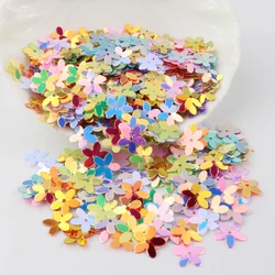 Crafts Sequins 10mm Cup Five Finger Flower Paillettes 1cm PVC Loose Glitter Flower Sequin With A Hole Clothing Accessories 10g