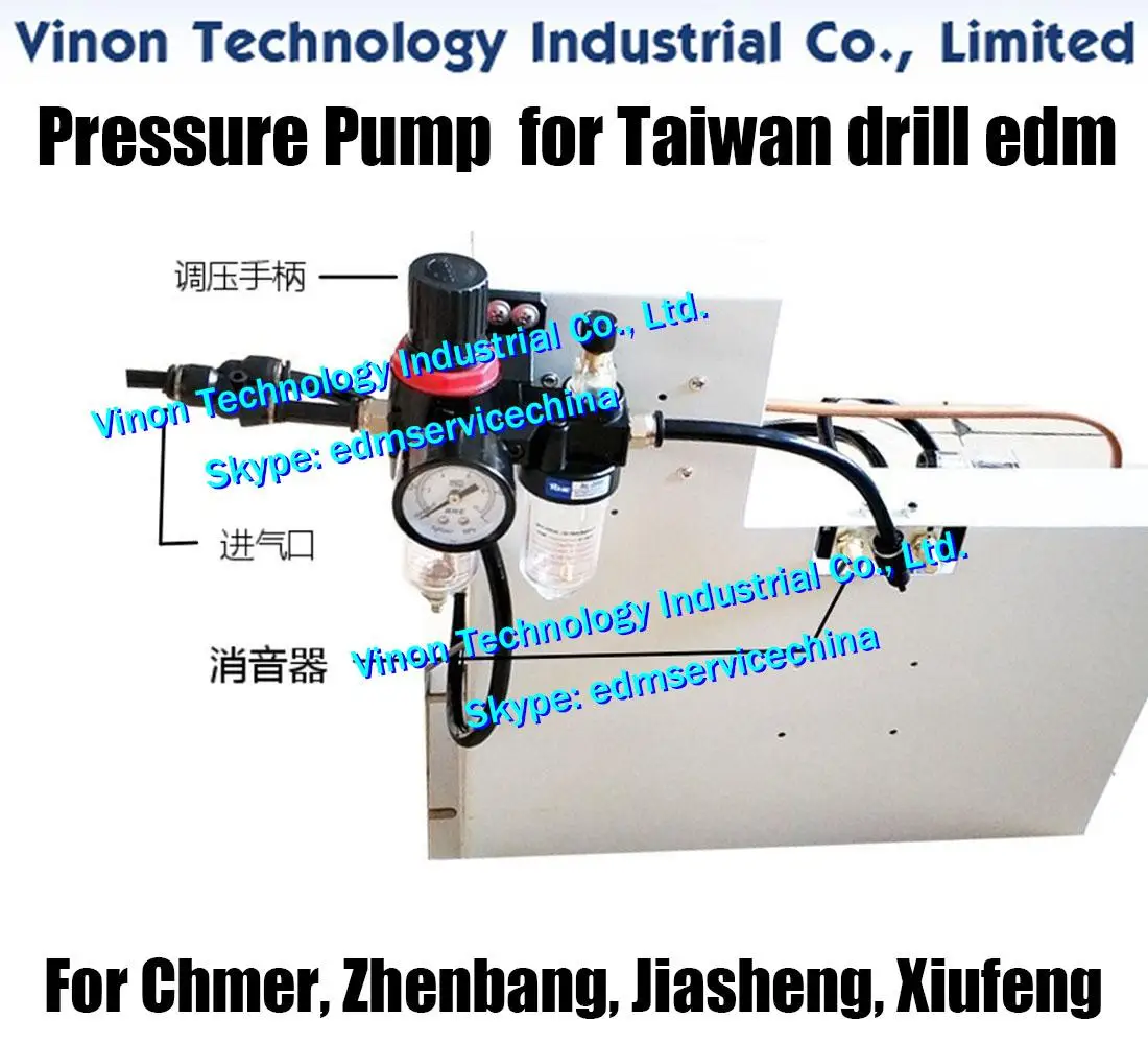 High Pressure Pump 110V Set for Taiwan Drilling EDM Machines CHMER, ZHEN BANG, XIU FENG, HE SHENG, RI DONG. edm Pneumatic Pump