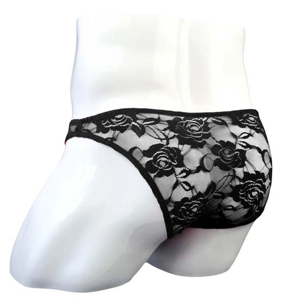 Sexy Men Brief Underwear Low Waist  Male Lace Rose Underpants Breathable Panties Slip Homme ZJH498