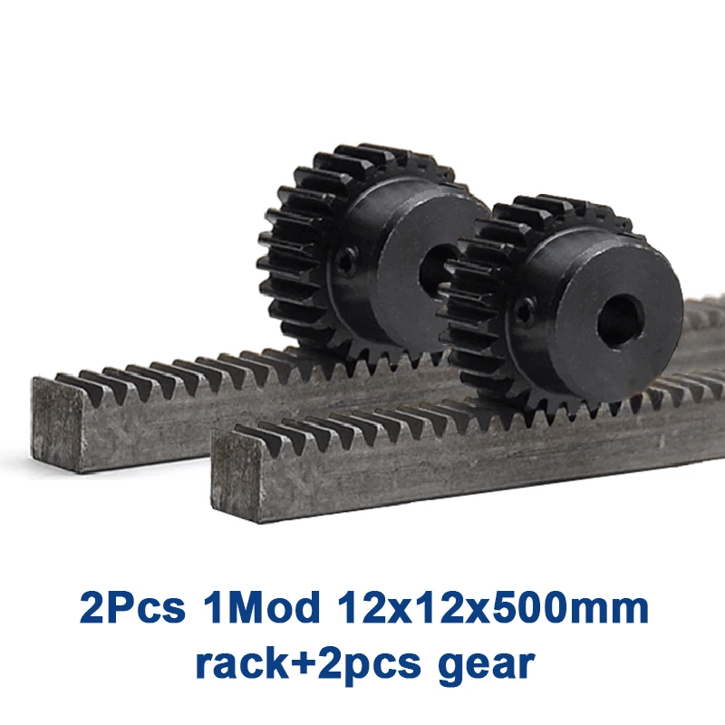 2pcs/lot 1Mod 12*12*500mm 1 Modulus High Precision Gear Rack steel  + 2pcs 1M 17teeth pinion cnc gear rack