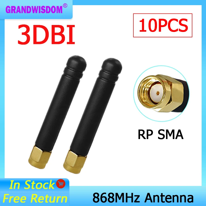 GRANDWISDOM 10pcs 868mhz antenna 3dbi sma female 915mhz lora antene pbx iot module lorawan signal receiver antena