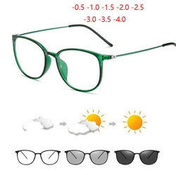 Sun Photochromic Glasses Frame Women TR90 Student Myopia Lens  Cat Eye Prescription Eyeglasses Men 0 -0.5-0.75 -1.0 To -6.0