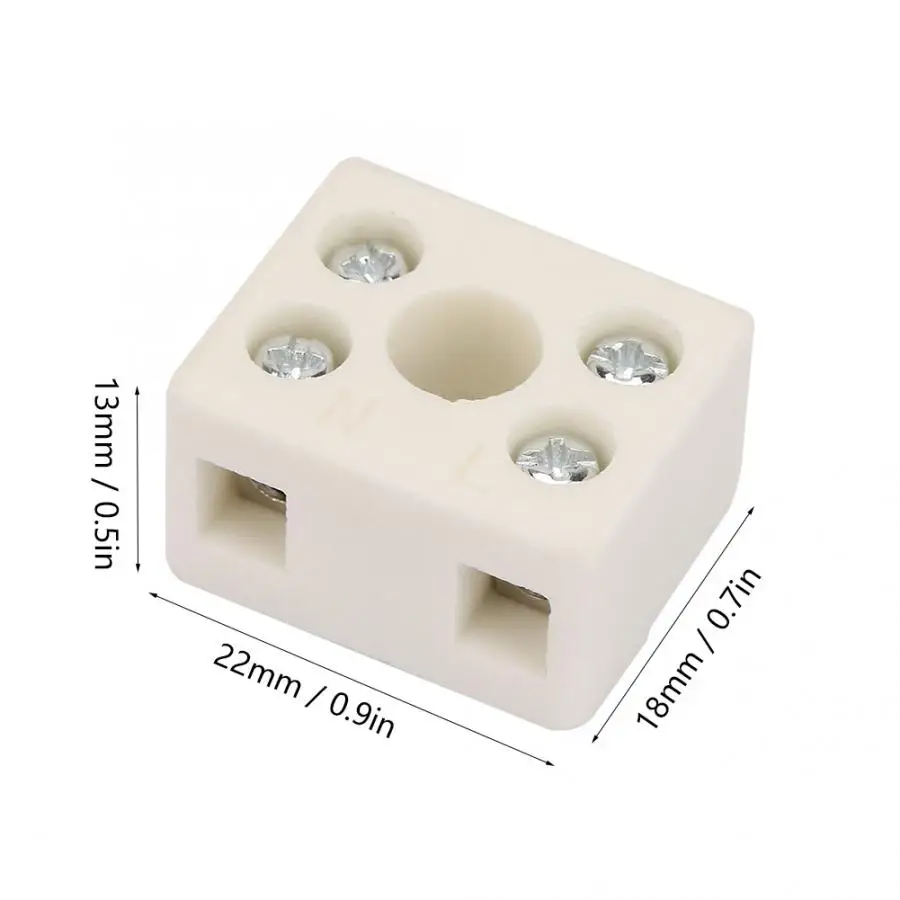 5PCS /Lot 2 Postion 5 Hole Ceramic Wiring Terminal Block High Frequency Porcelain Dual Row Wire Connector