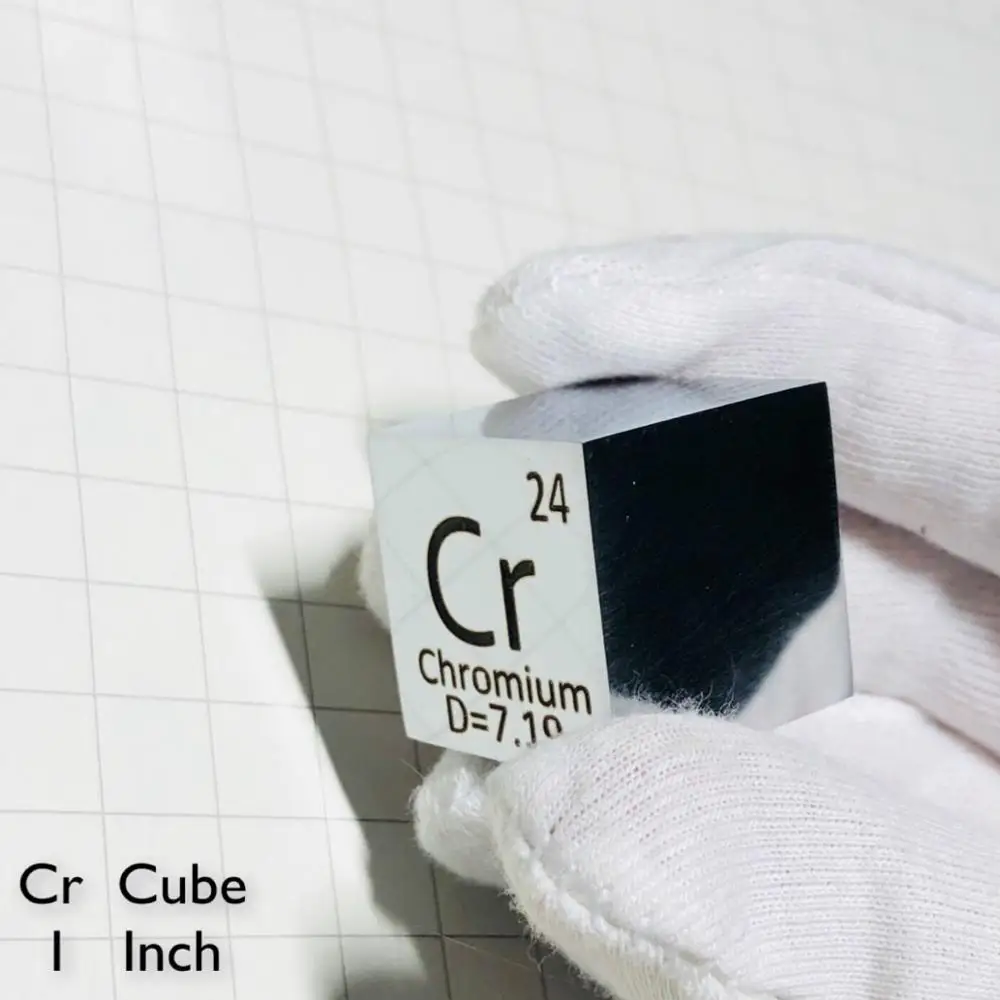 Chromium Metal 1 Inch 25.4mm Density Cube 99.7% Pure for Element Collection