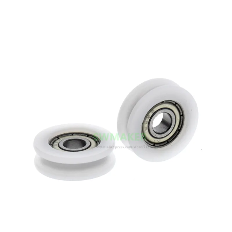 10pcs 5*19*6mm U Groove 695 Bearing Pulley / Conductor Wheel, R1.4 Wire Guide Pulley POM