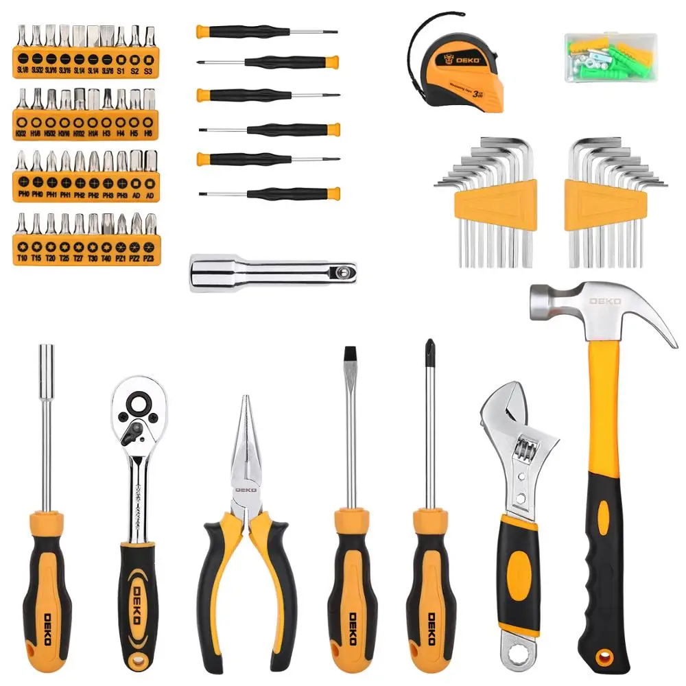 DEKO-Professional Car Repair Tool Set, Auto Ratchet, chave inglesa, chave de fenda, Kit de Mecânica Soquete, W Blow-Molding Box, 158 Pcs