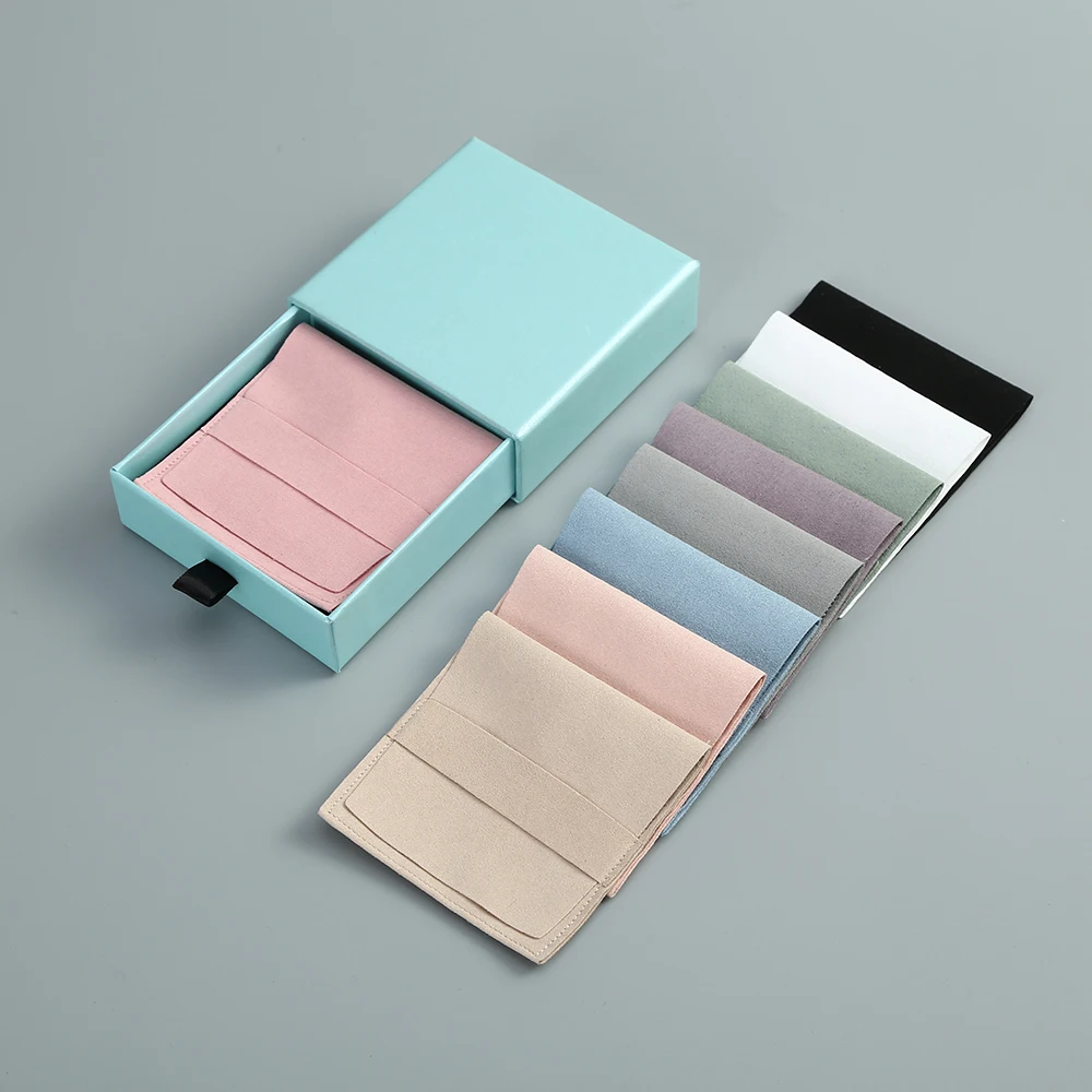 

Blue Paper Box and Microfiber Multicolor Bag for Wedding Chsitmas Gift Bag Jewelry Packing Organizer Earring Rings Dispaly Sets