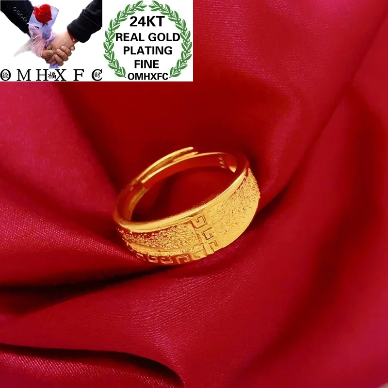 OMHXFC Jewelry Wholesale YM58 European Fashion Hot Fine Woman Man Party Birthday Wedding Gift Vintage Great Wall 24KT Gold Ring