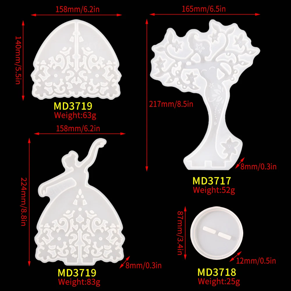 1Set Beauty Jewelry Accessories Display Stand Rack Holder Silicone Mold For Epoxy Resina Craft Moules Resina Epoxi Art TC158