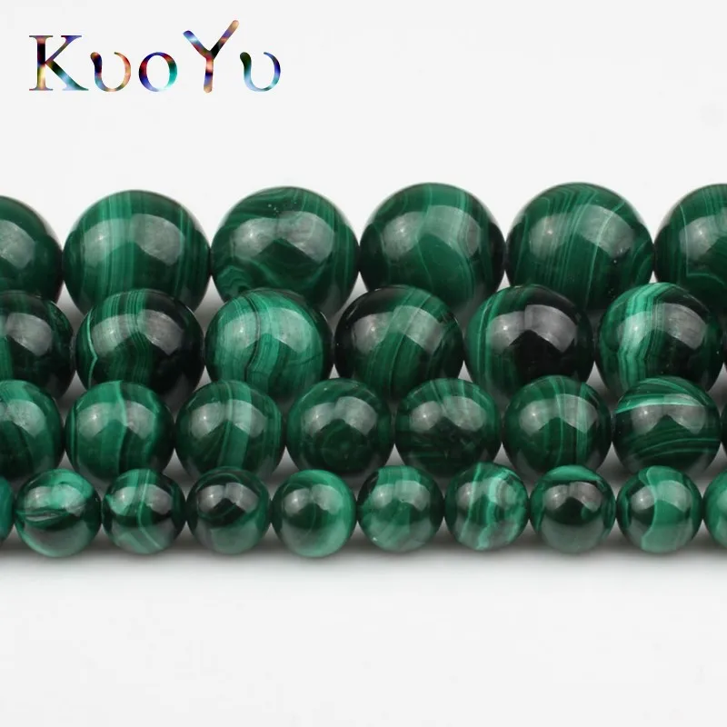 AAA Natural Malachite Round Loose Stone Beads Fit DIY Bracelet Necklace Needlework Beads For Jewelry Making 6 8 10 12 mm 7.5inch