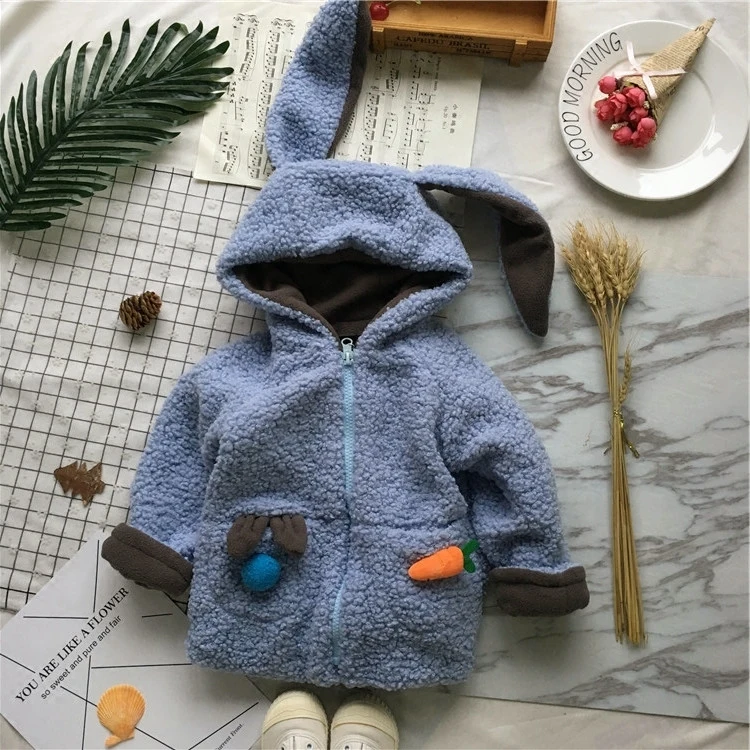 

Tonytaobaby Winter New Baby Rabbit Ears Carrot Brushed and Thick Coat Baby Girl Coat