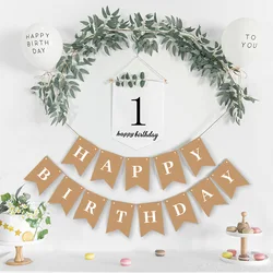 Mutlu doğum günü dekorasyon 1-9th Happy Birthday Banner balonlar bayrak kiraz kuşu ilk doğum günü dekoru çocuk kız bebek duş malzemeleri