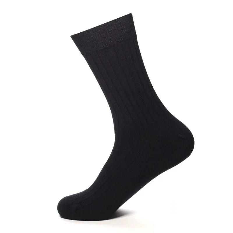 High Quality 5Pairs/lot New Men's Socks Cotton Black White Business Man Socks Breathable Stripes Double Needle Male Long Socks