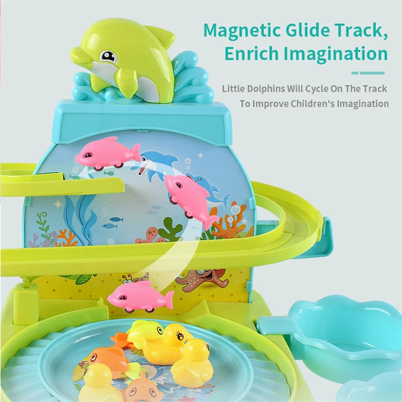 Children Magnetic Fishing Toy With Music Magnetic Track 3D Fishing Toys Set Baby Kids Magnetic Fish Game Toys For Boys Girl Gift