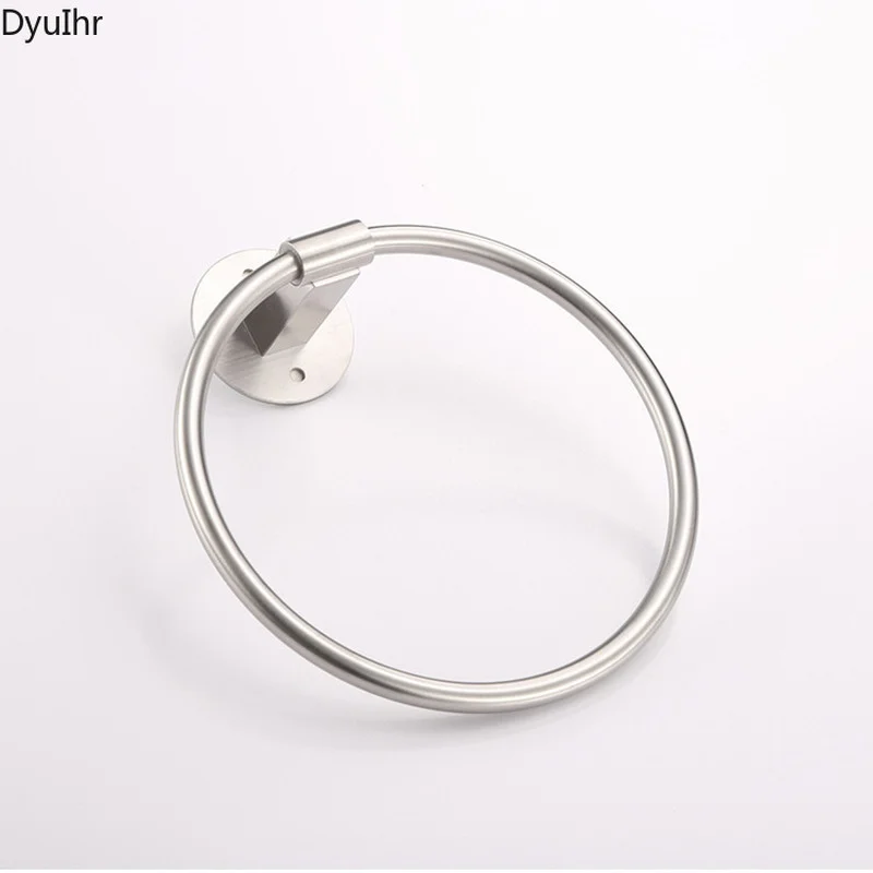 304 stainless steel bathroom towel ring, European-style simple bathroom, punch-free brushed round towel ring DyuIhr