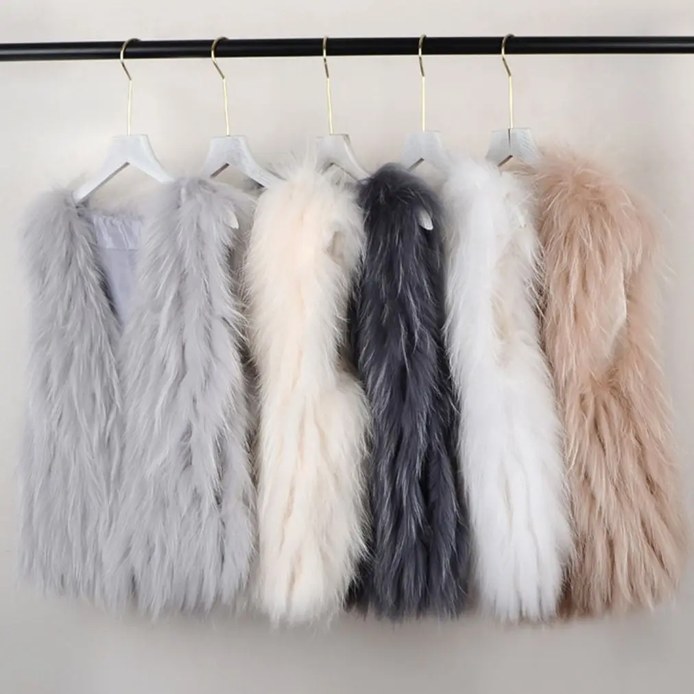 Raccoon fur woven Braided strip vest ladies winter warm fur coat waistcoat vest short autumn waistcoat real animal fur