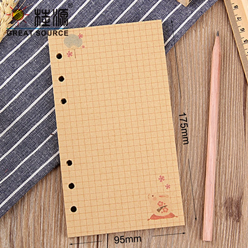 MQQ A6 Kraft Dot Grid Notebook Kraft Paper Notebook Daily Planner Weekly Month Planner Loose Leaf Notebook Refill Paper Blank