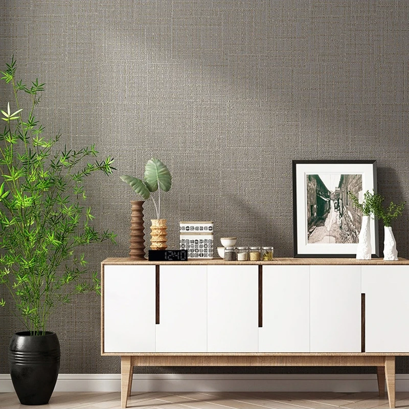 

wellyuThickened Plain Solid mural PVC For Walls Bedroom Living Room Sofa TV Background Fiber Flax Texture Embossed Wall