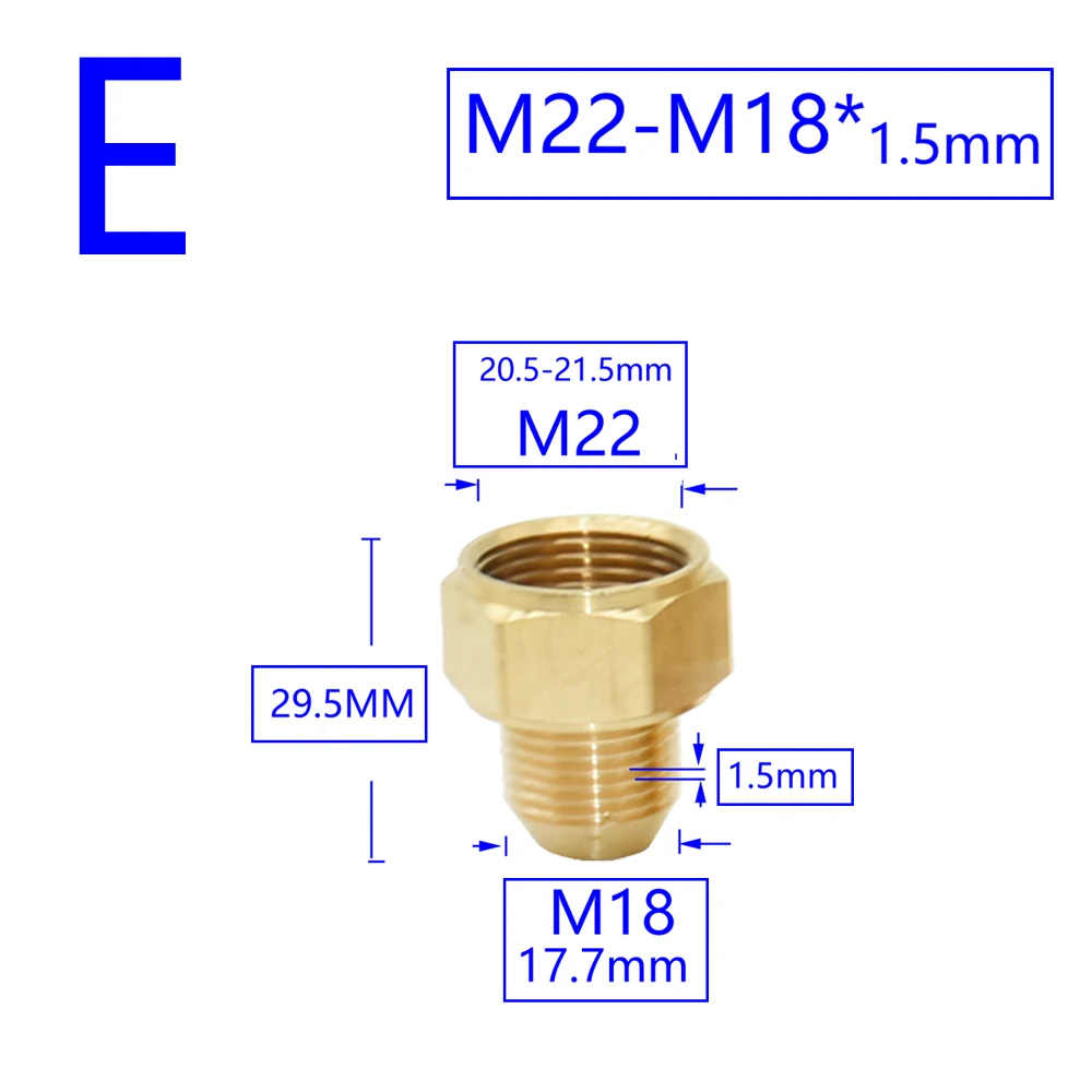Messing Männlich Weiblich 1/2 "M14 M18 M22 3/8" Gewinde Anschluss Zahn Pitch 1,5mm Kupfer Wasserhahn Waschen maschine Bad Koppler – Detail 8
