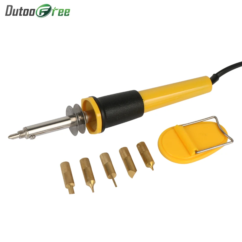 1Set 30W Saldatura Elettrica Ferro Penna di Legno Che Brucia Penna Matita Set Bruciatore In Ottone Con Punte e Accessori Fai Da Te strumenti Brucia