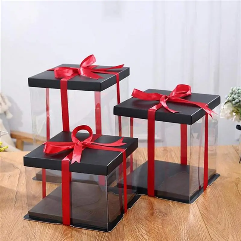 Clear Container With Lid Box Cake Cake Carrier Individual Gift Inch Board Container Transparencyextra Packaging Wedding