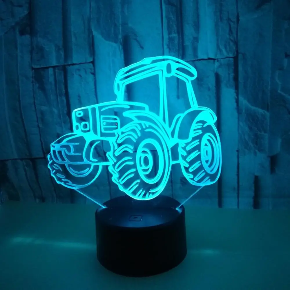 7-color light excavator 3D children vision LED nightlight touch Usb desktop creative gift children sleep night light movement