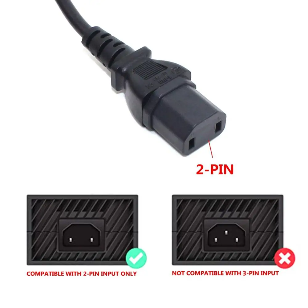 Universal 2Prong Male Plug To IEC320 C17 Female Adapter AC Power Cord For PS4 Pro EU/US Standard Power Supply Charging Cable