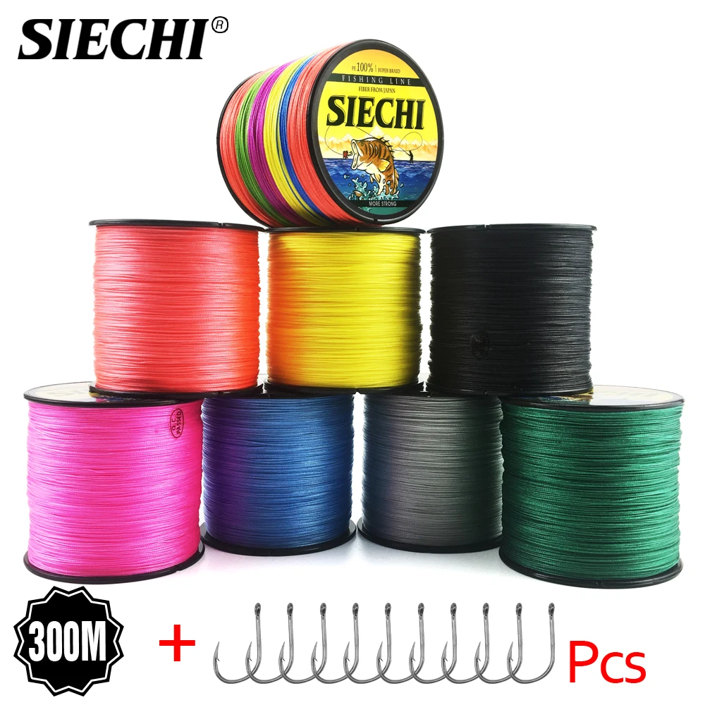 

SIECHI Braid Fishing line 300M 4 Strands Multifilament Fishing Wire Carp Fishing 12 15 20 30 38 43 52 62 83lb