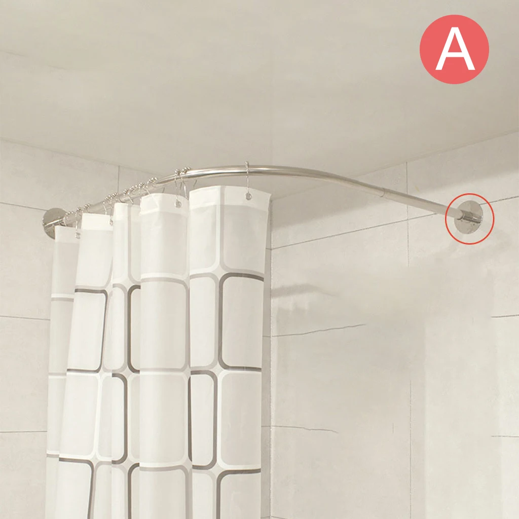 L-Shapaed Bathroom Bathtub Corner Shower Curtain Rod Large Space Stretchable Corner Shower Curtain Rod