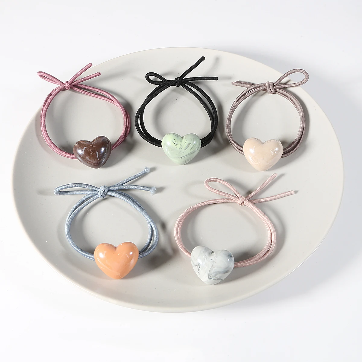 5 Colors Double Elastic Hair Bands Macaron Love Heart Woman Girls Hair Band Children Hair headband Accessories Scrunchie