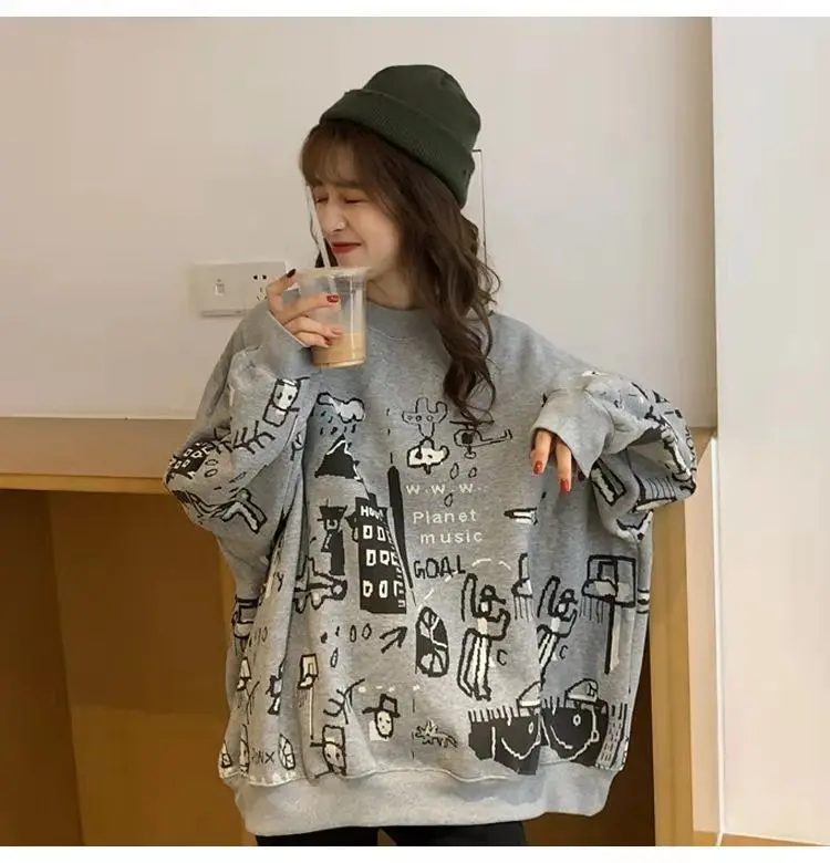 Long Sleeve Sweater for Female Students Loose New Autumn T-shirt Clothes Harajuku Style Top