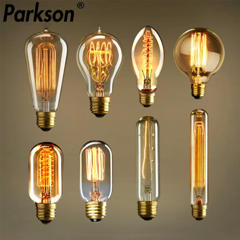 Dimmable E27 Retro Edison Light Bulb AC 110V 220V 40W Vintage Edison Bulb ST64 G80 G95 T225 T300 Incandescent Bulbs Edison Lamp