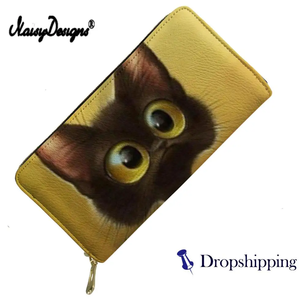 

NOISYDESIGNS Luxury Women Wallets Cute Cartoon Cats Print Wallet Ladies Leather Phone Purse Holders for Females Clutch Money Bag