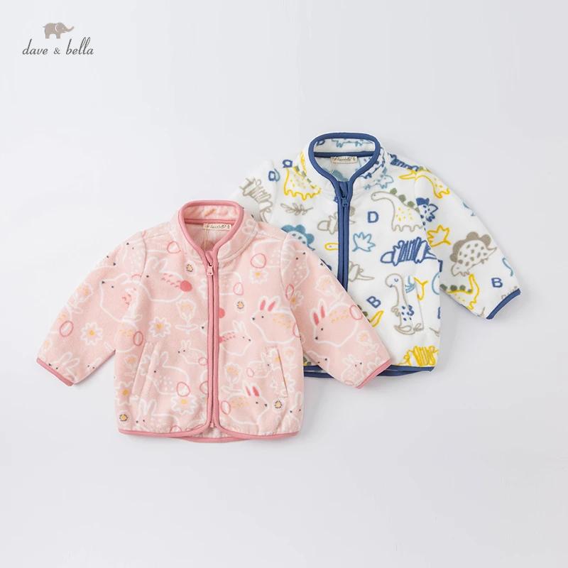 

DB1221620 dave bella spring baby unisex fashion cartoon pockets coat children girls boys tops infant toddler outerwear