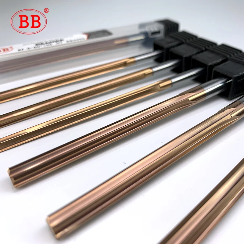 BB 1mm-20mm Carbide Reamer Coated Spiral Straight Flute H7 Chucking Hardened Steel Metal Cutter 4 6 Flute CNC Hole Tool