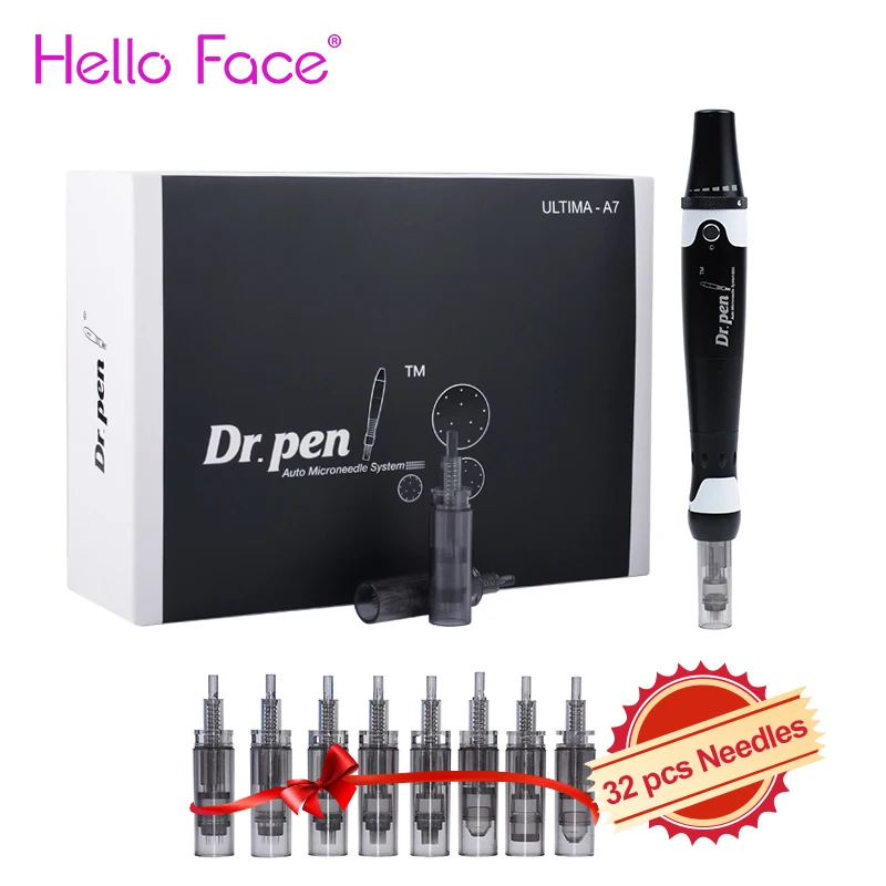 Original Dr. caneta Ultima A7 Com 32 Agulhas Cartucho Profissional Doctor Pen Microneedle Therapy System Cuidados com a pele para o...