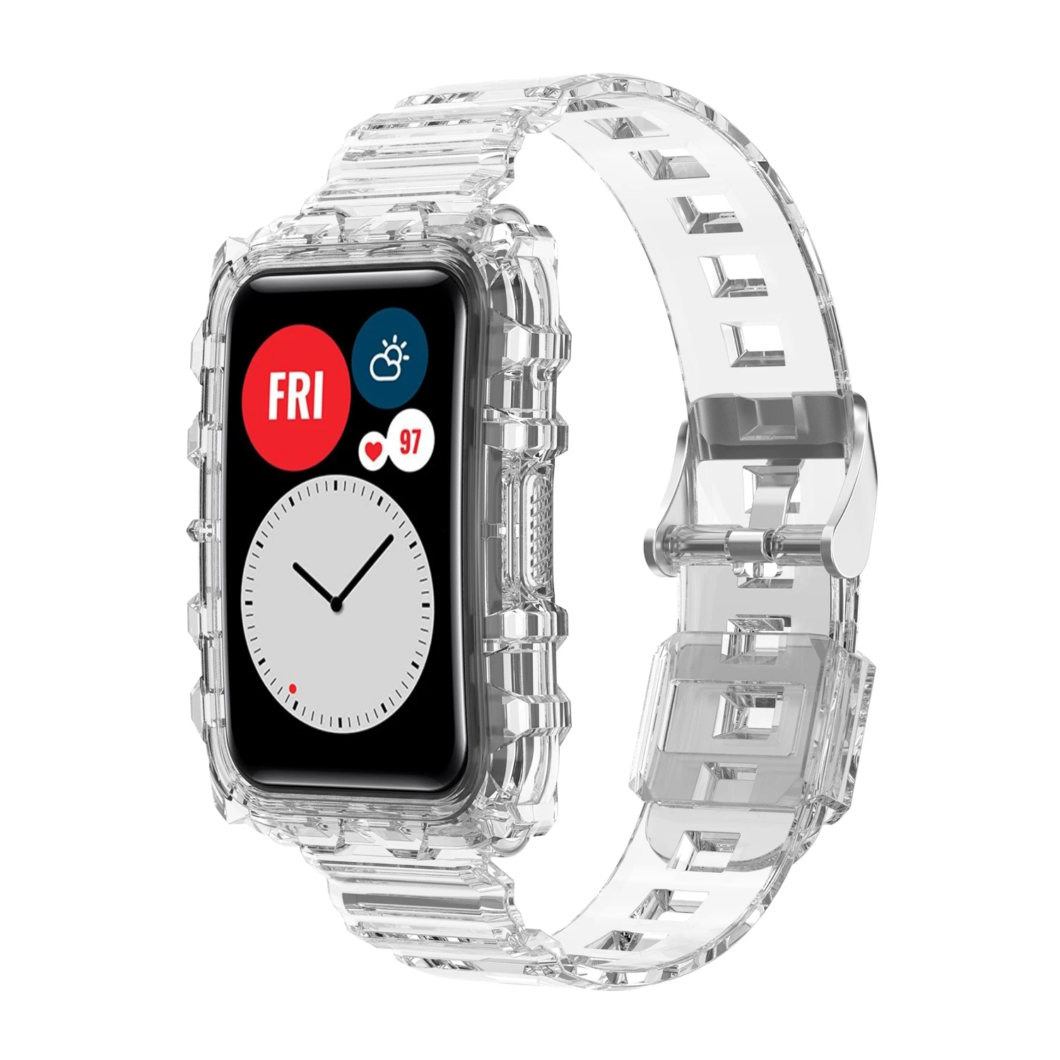 Transparent Strap For Huawei Watch Fit/Fit 2 Clear Silicone Watchband Bracelet With Rugged Bumper Case