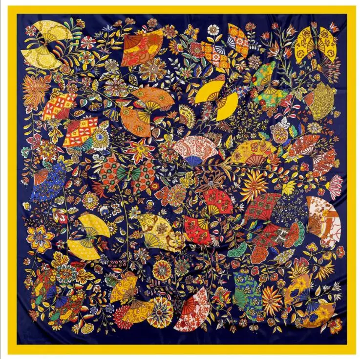 2021 New Luxury Brand Silk Scarf Women Print Square Shawl Hijab Scarfs Female Fashion Shawls Scarves For Ladies 130*130cm
