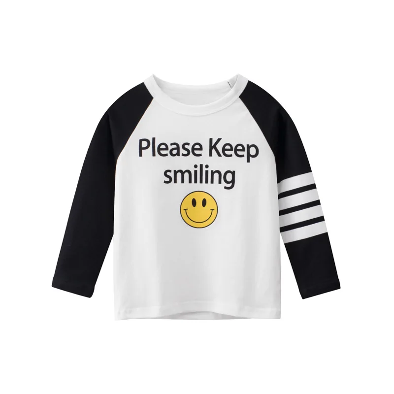 

2021 New Autumn Children T-shirts Clothes 100% Cotton Smile Letter Long Sleeve Tops Baby Girls Kids Tees Undershirt Clothes