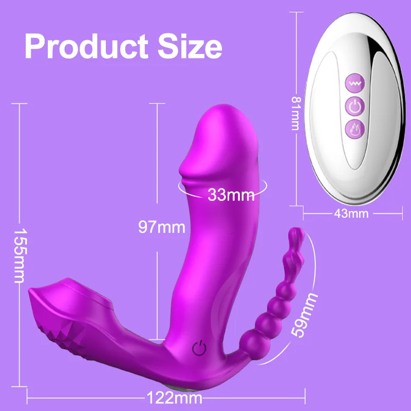 3 IN 1 Sucking Wear Vibrator 7 Mode Vibrating Sucker Anal Vagina Women\'s Panties Wearable Oral Suction Erotic Sex Toys for Women