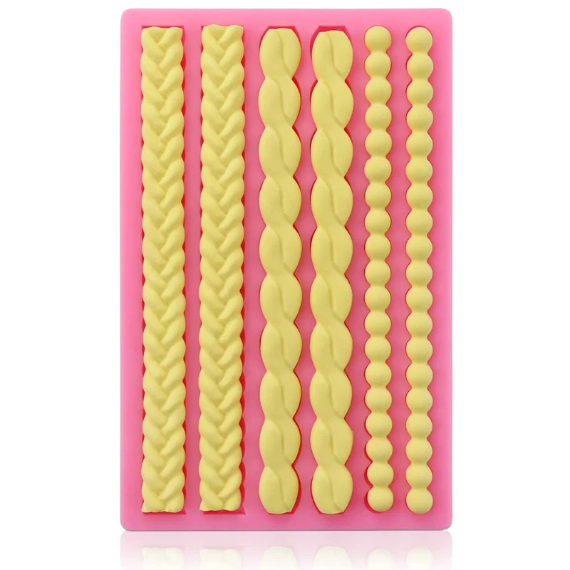 Baroque Fondant Mold Pearl Cake Border Silicone Molds Braid Rope Chocolate Candy Sugar Paste Moulds Cake Decorating Tools