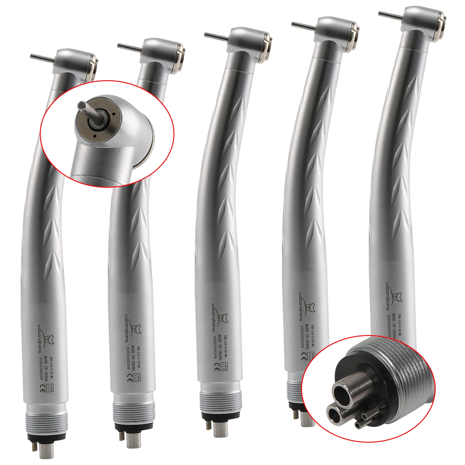 5pcs Dental Triple -Way Spray High Speed Push Button Handpiece 4 Hole fit NSK PANA connect