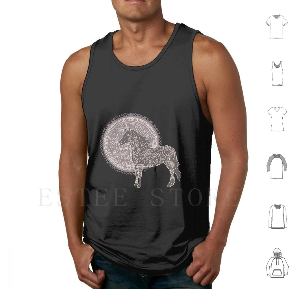 Camisetas sin mangas femeninas, chaleco de algodón para caballos, feminismo femenino, feroz, salvaje, auténtico, coraje, montar a caballo para mujer