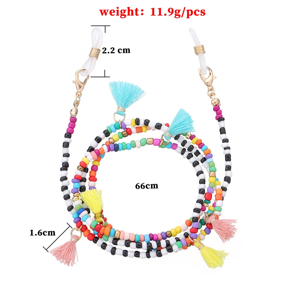 Multi-color Beaded Glasses Chain Anti-lost Lanyard Mask Strap Chain Necklace Tassel Hanging Glasses Chain Daily Jewelry Accessor