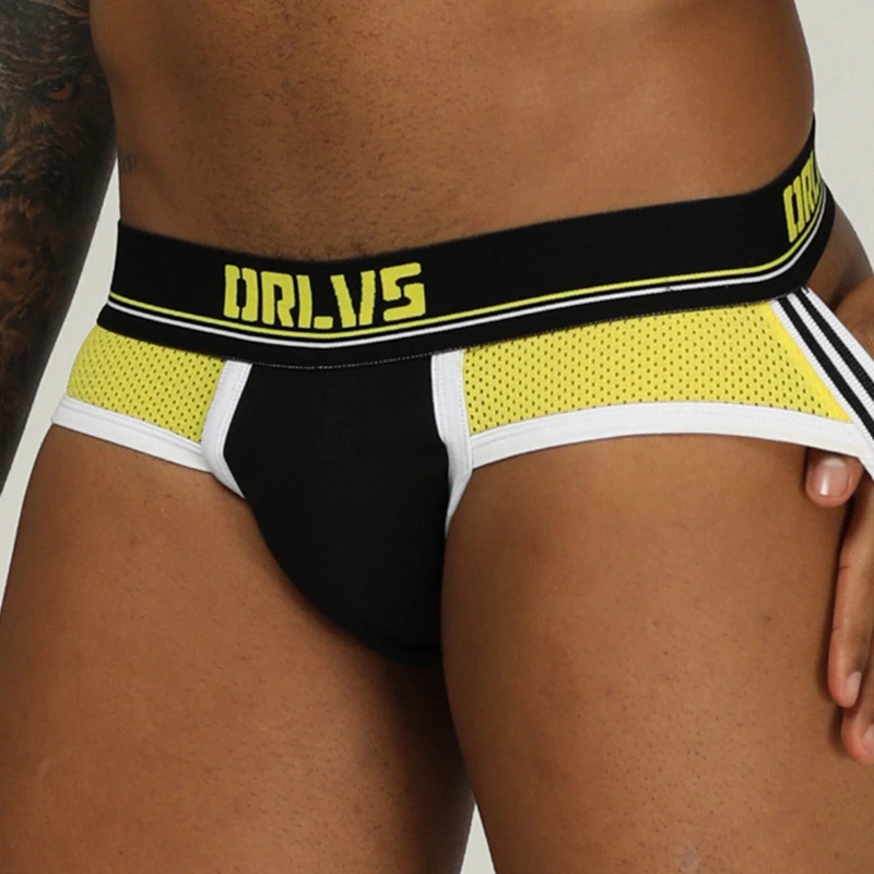 ORLVS Brand sexy gay jockstrap men underwear thong men and g-string breathable cueca tanga ropa interior hombre gay bikini mesh