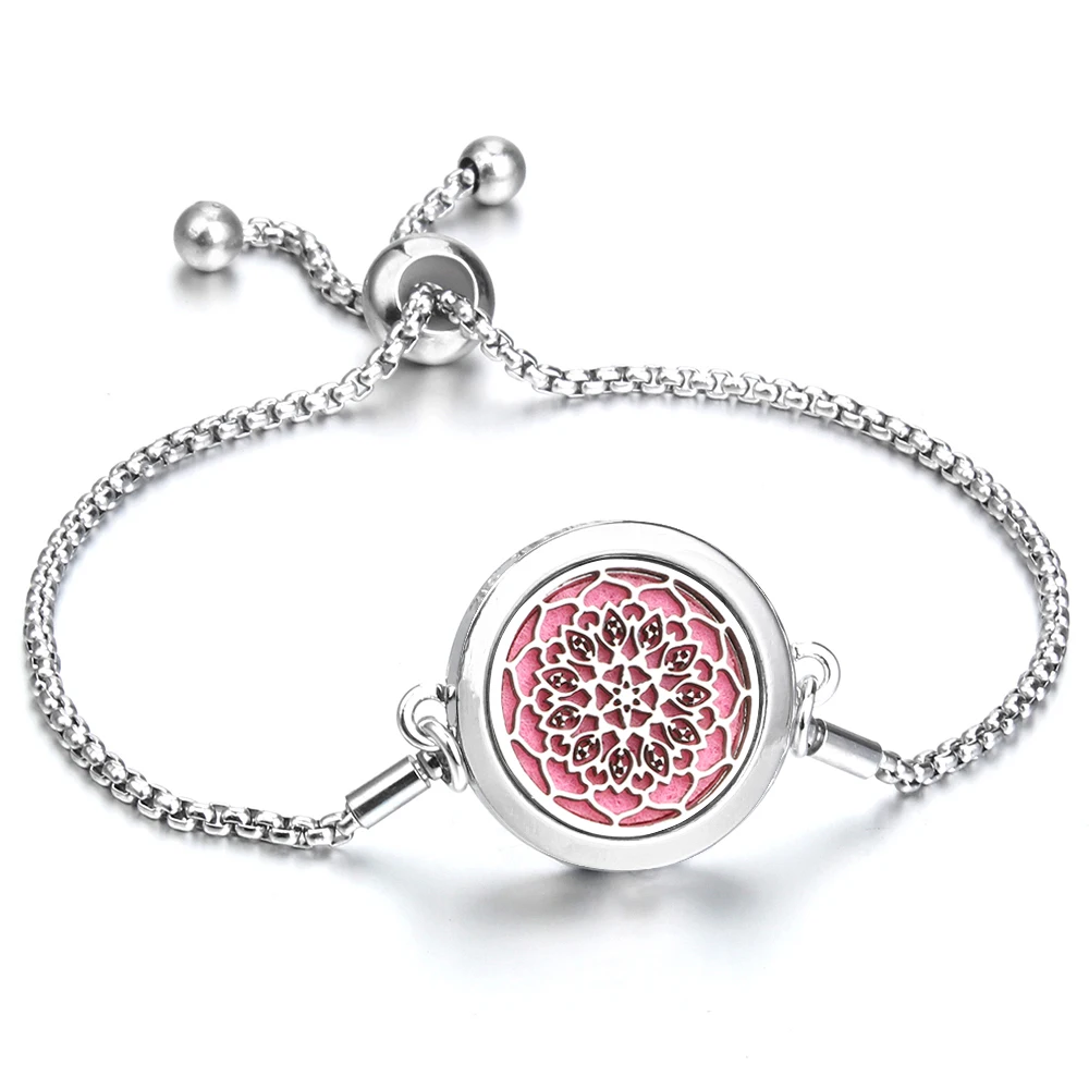 New Diffuser Aromatherapy Essential Oil Diffuser Locket Bracelets  Stainless Steel Locket Bracelet for Women Jewelry